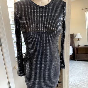 Black sequin mini  party dress